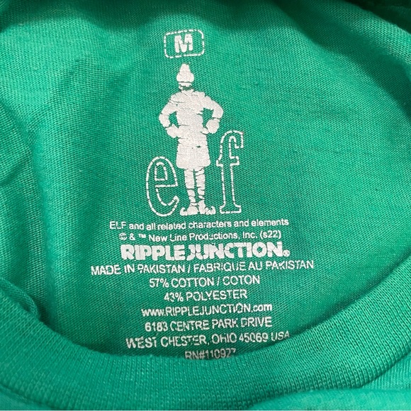 Ripple Junction Elf Men’s Green Short Sleeve Crewneck Tee Size M - Picture 3 of 4